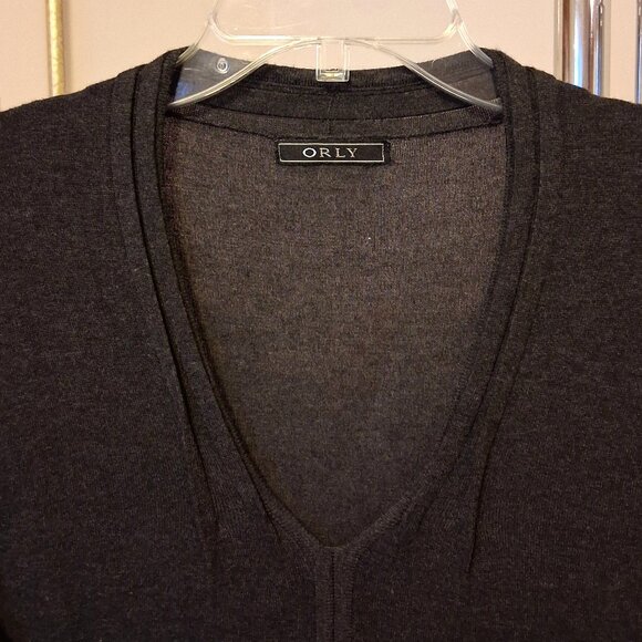 NWOT Orly Maxi V neck Long Sleeve Gray Teal Dress Cardigan Fall Winter Dresses - Picture 8 of 9